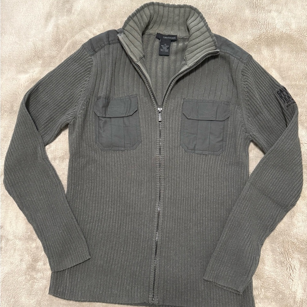 Calvin Klein Jeans Gray Zip Up Sweater